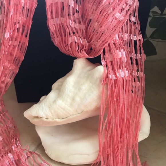 SIMPLY NOELLE Pink Orange Coral Crochet Fishnet Scarf Shawl NWT - Picture 2 of 6